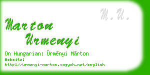 marton urmenyi business card